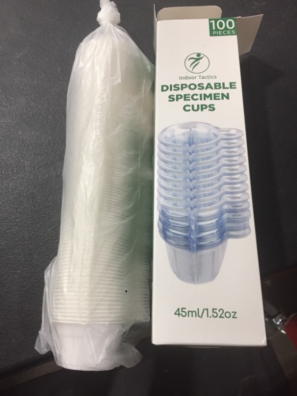 Photo 2 of 100 Pieces Urine Cups Plastic Urine Collection Cups Disposable Urine Specimen Cups for Pregnancy Test, 45 ML
