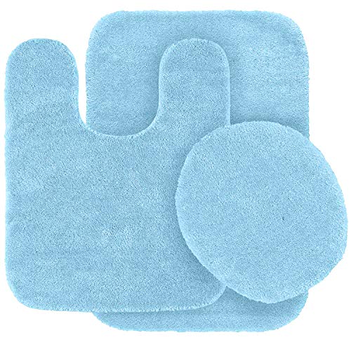 Photo 1 of 3 Pc Solid Light Blue Bathroom Rug Set Bath Mats Bath Set Super Soft Anti Slip Soft Mats New
