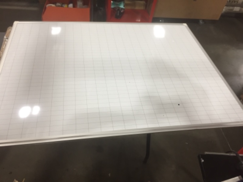 Photo 2 of MasterVision Magentic Dry Erase Planning White Board, 1" x 2" Grid, Laquered Steel Surface, Sliding Marker Tray, 36" x 48", Aluminum Frame, Silver (MA0592830)
