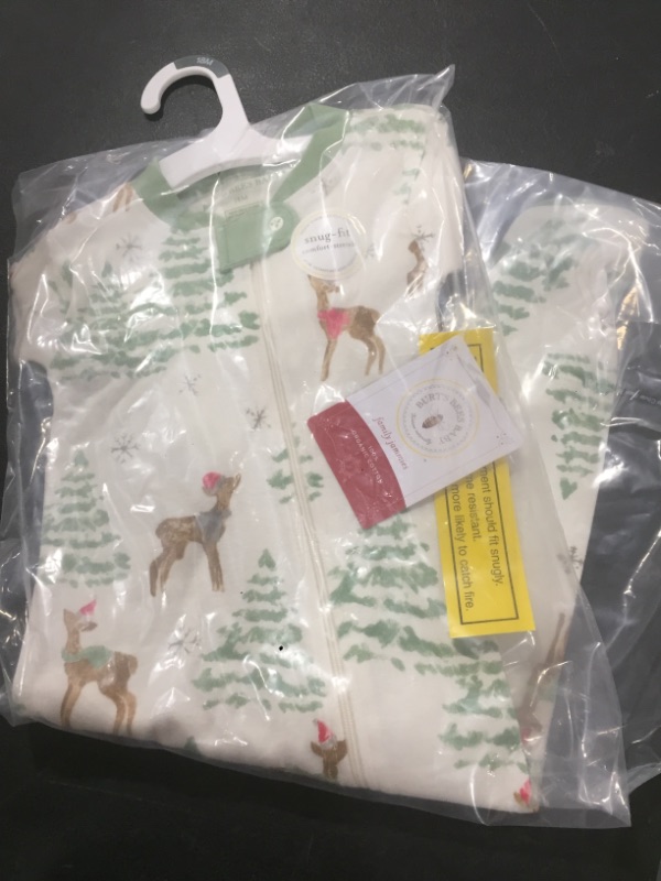 Photo 2 of 6 Pack!!!!! Burt's Bees Baby® Baby 'Deer with Trees' Organic Cotton Tight Fit Footed Pajama Light - SIZE 18M