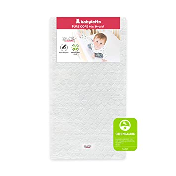 Photo 1 of Babyletto Pure Core Mini Crib Mattress, Hybrid Waterproof Cover, Lightweight, Greenguard Gold Certified 37.5"L x 23.5"W x 3"T