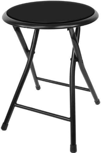 Photo 1 of 18-Inch Folding Bar Stool – Heavy-Duty Padded Portable Stool with 300-Pound Capacity for Dorm, Recreation Room or Game Room by Lavish Home (Black) Set of 2