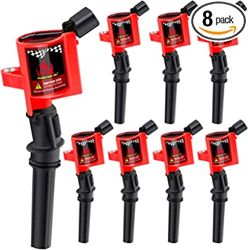 Photo 1 of CarBole Ignition Coils Pack Compatible with Ford, Lincoln, Mercury, Set of 8 Fit 4.6L 5.4L 6.8L V8 V10 Energy F150,F250,F350 OE DG508 DG457 FD503 (Red)