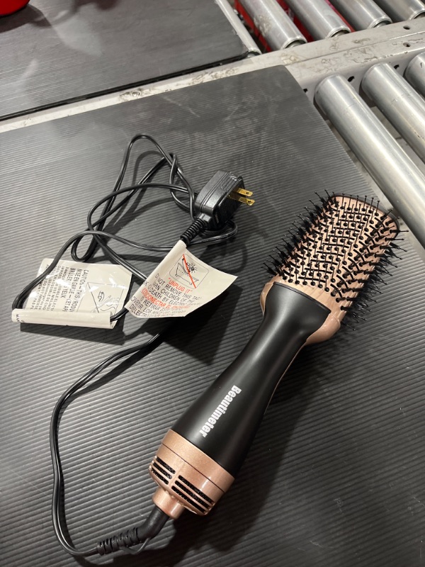 Photo 2 of Beautimeter Hot Air Brush, Hair Dryer Brush & Volumizer, 3 in 1 Negative Ionic Hair Styler for Straightening, Curling, 1000W, Black & Gold