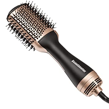 Photo 1 of Beautimeter Hot Air Brush, Hair Dryer Brush & Volumizer, 3 in 1 Negative Ionic Hair Styler for Straightening, Curling, 1000W, Black & Gold