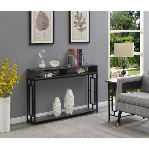Photo 1 of 167889WGYBL Town Square Deluxe 2 Tier Console Table, Weathered Gray Wood & Black