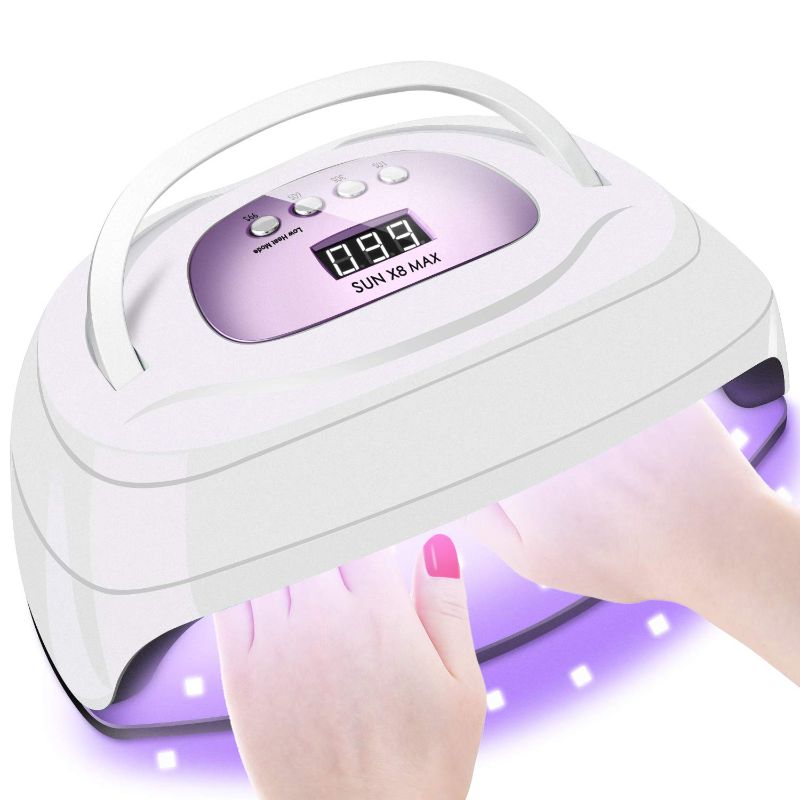 Photo 1 of 150W UV LED Nail Lamp for Gel Polish,Fast LED UV Dryer Nail Curing Light with 57 Lamp Beads Auto Sensor,Professional Nail Art Salon Accessories with Portable Handle and Larger Space (Purple)
