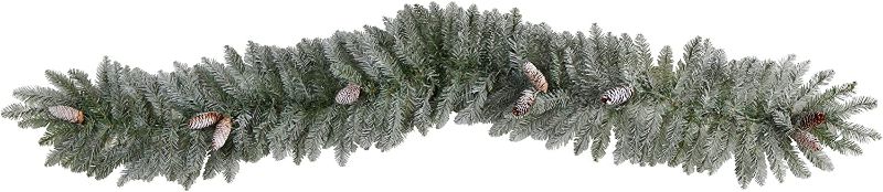 Photo 1 of 6ft. Frosted Artificial Christmas Garland with Pinecones 