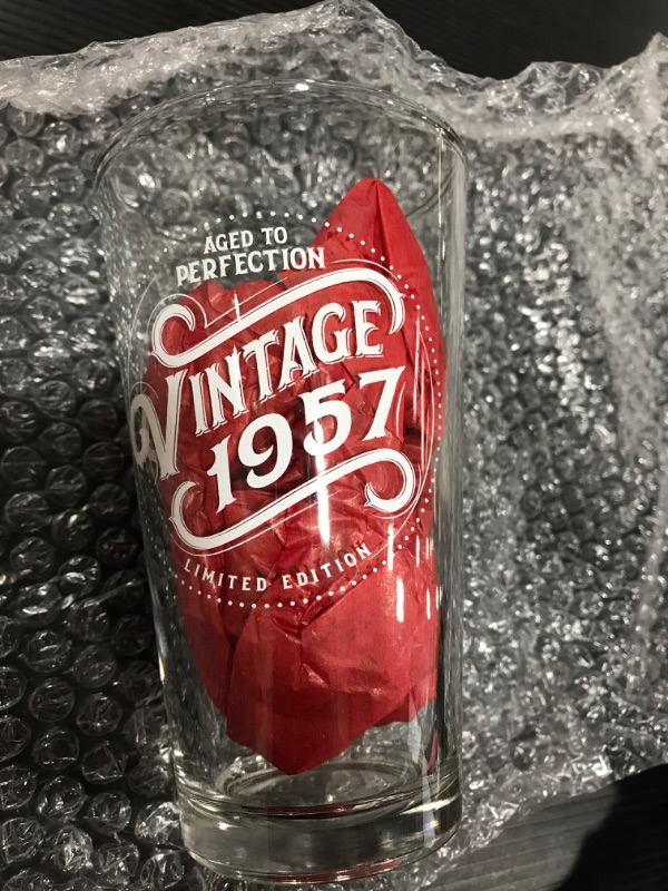 Photo 1 of 65th Birthday Gifts for Men Women - 1957 Vintage 16 oz Beer Pint Glass - 65 Year Old Gifts - Funny Gag 65th Birthday Gifts Ideas Decorations for Men Dad Mom Husband Wife Turning 65