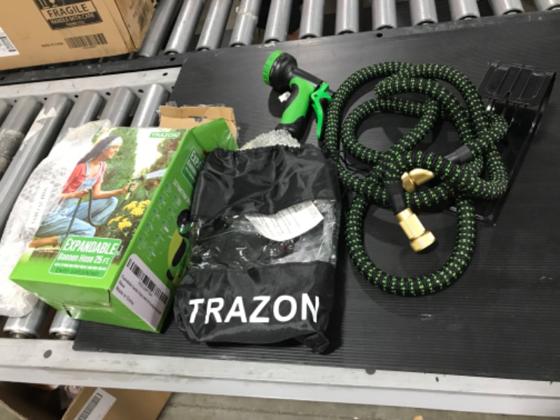 Photo 2 of 2 in 1 Set Garden Hose 25 ft & Nozzle, Expandable Garden Hose Lightweight Durable, Retractable Garden Hoses, Water Hose with 3/4 inch Solid Brass Fittings - Watering Hose 25 feet - Collapsible Hose
