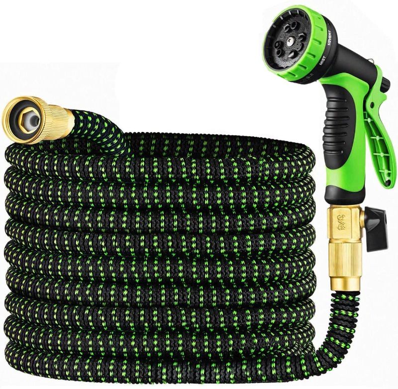 Photo 1 of 2 in 1 Set Garden Hose 25 ft & Nozzle, Expandable Garden Hose Lightweight Durable, Retractable Garden Hoses, Water Hose with 3/4 inch Solid Brass Fittings - Watering Hose 25 feet - Collapsible Hose
