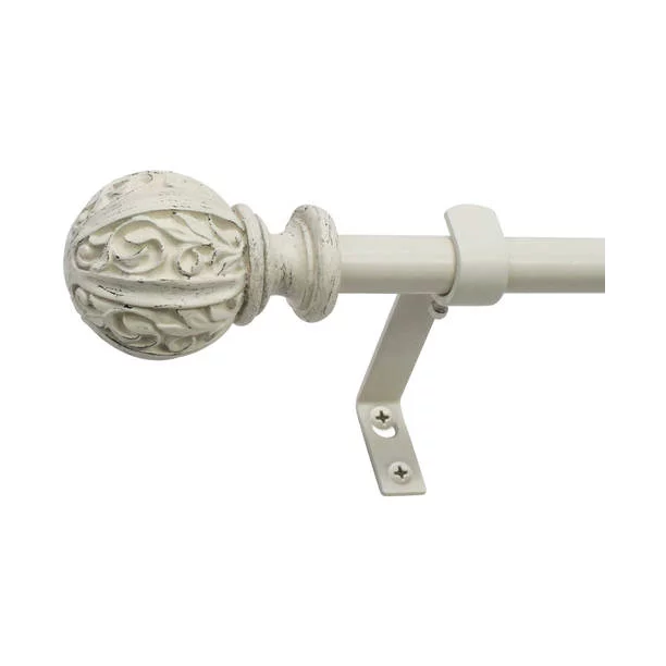 Photo 1 of Decopolitan Leaf Ball Adjustable Curtain Rod, White, 48-86
