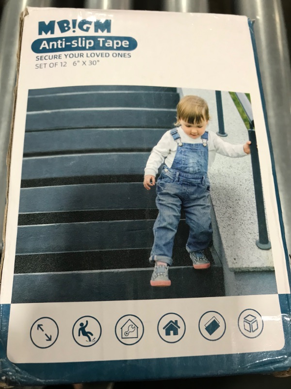 Photo 1 of MBIGM 6" X 30" Non-Slip Carpet Stair Treads Non-Skid Safety Rug Slip Resistant Indoor Runner for Kids Elders and Pets with Reusable Adhesive, Black
