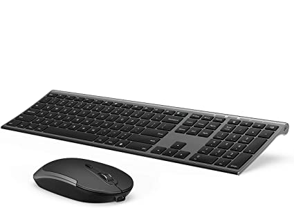 Photo 1 of Wireless Keyboard and Mouse, Vssoplor 2.4GHz Rechargeable Compact Quiet Full-Size Keyboard and Mouse Combo with Nano USB Receiver for Windows, Laptop, PC, Notebook-Dark Gray