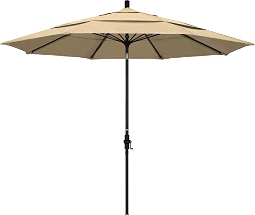 Photo 1 of California Umbrella GSCUF118705-F22-DWV Patio Umbrella, Black Pole, Antique Beige
