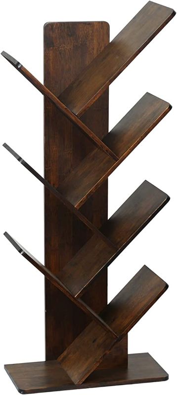 Photo 1 of C&AHOME Tree Bookshelf, Bookcase, Bamboo Book Rack, Storage Shelves in Living Room, Free-Standing Books Holder Organizer, Space Saver for Home, Office, Kid's Room Retro Brown
