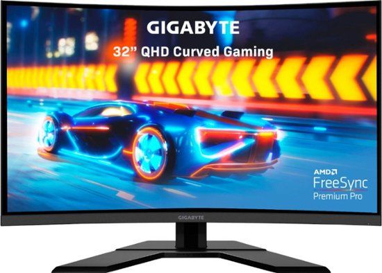 Photo 1 of GIGABYTE - 32" LED Curved QHD FreeSync Monitor with HDR (HDMI, DisplayPort, USB) - Black
