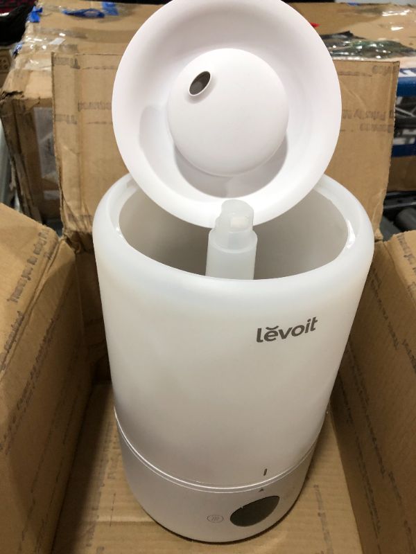 Photo 2 of LEVOIT Ultrasonic Cool Mist Humidifiers, Adjustable 360° Rotation Nozzle, Auto Safety Shut Off, Lasts Up to 25 Hours, Filter Free, Optional LED Display Light, Ideal for Bedroom, 3L, White
