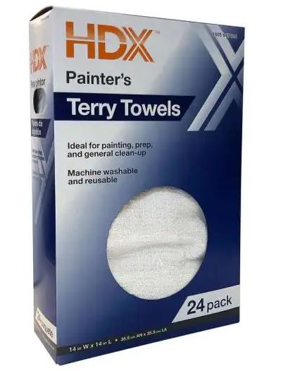 Photo 1 of 14 in. x 14 in. Painter's Terry Towels (24-Pack)
