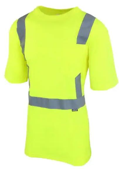 Photo 1 of Men's Medium Hi-Visibility Yellow ANSI Class 2 Short-Sleeve Shirt, SIZE M
