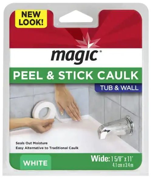Photo 1 of 1-5/8 in. x 11 ft. Tub and Wall, Peel and Stick Caulk Strip in White
