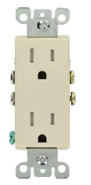 Photo 1 of Decora 15 Amp Tamper-Resistant Duplex Outlet, Light Almond (10-Pack)
