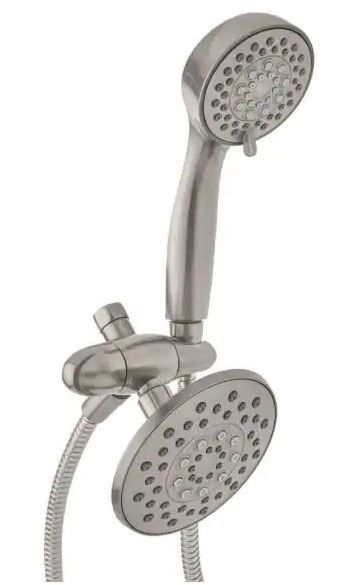 Photo 1 of 6-spray 5.51 in. Dual Shower Head and Handheld Shower Head in Brushed Nickel
