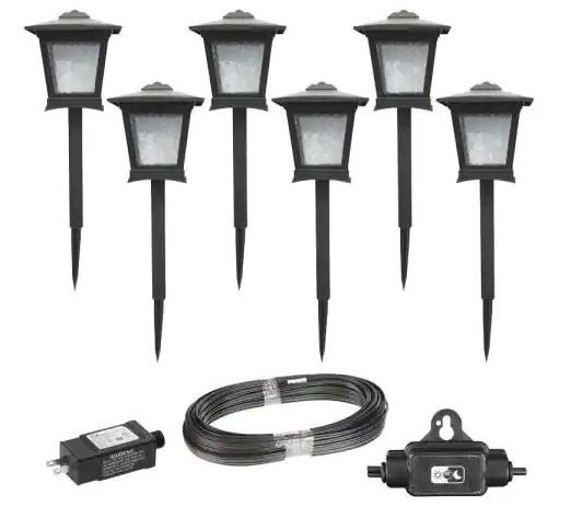 Photo 1 of Low Voltage Black Outdoor Integrated LED Landscape Path Light (6-Pack Kit)
