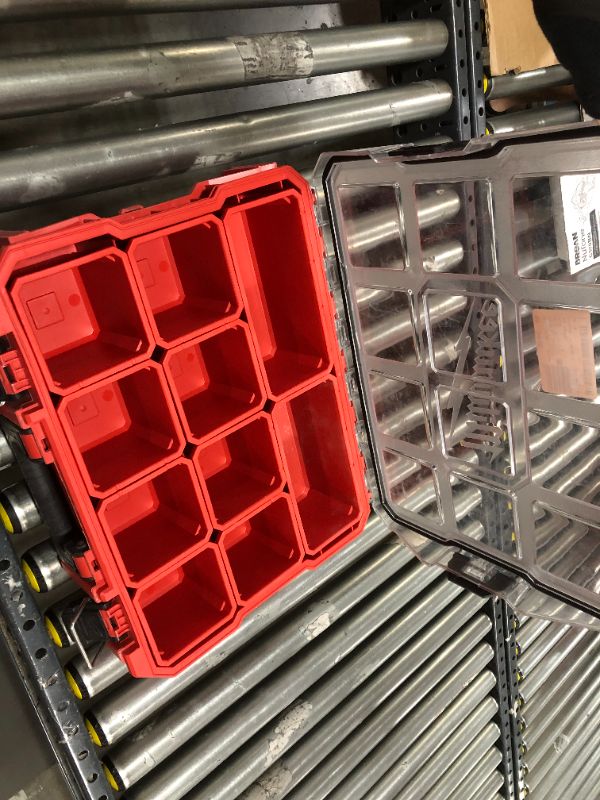 Photo 3 of 10-Compartment Red Deep Pro Portable Tool Box with Storage and Organization Bins for Small Parts
