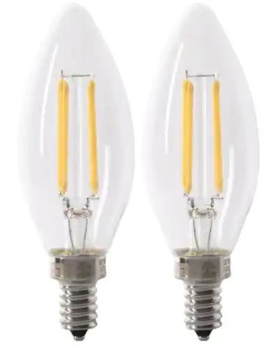 Photo 1 of 100-Watt Equivalent B10 Candelabra Dimmable Filament CEC Clear Glass Chandelier LED Light Bulb Daylight 2700K (2-Pack)
