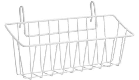 Photo 1 of 5.39 in. H x 120 in. W White Steel 1-Drawer Wide Mesh Wire Basket, PACK OF 2
