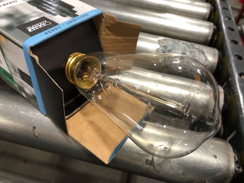 Photo 1 of 100-Watt Equivalent ST19 Dimmable Straight Filament Clear Glass Vintage Edison LED Light Bulb, Daylight
