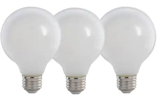 Photo 1 of 100-Watt Equivalent G25 E26 Dimmable Filament CEC 90 CRI White Glass Vanity LED Light Bulb in Soft White 2700K (3-Pack)
