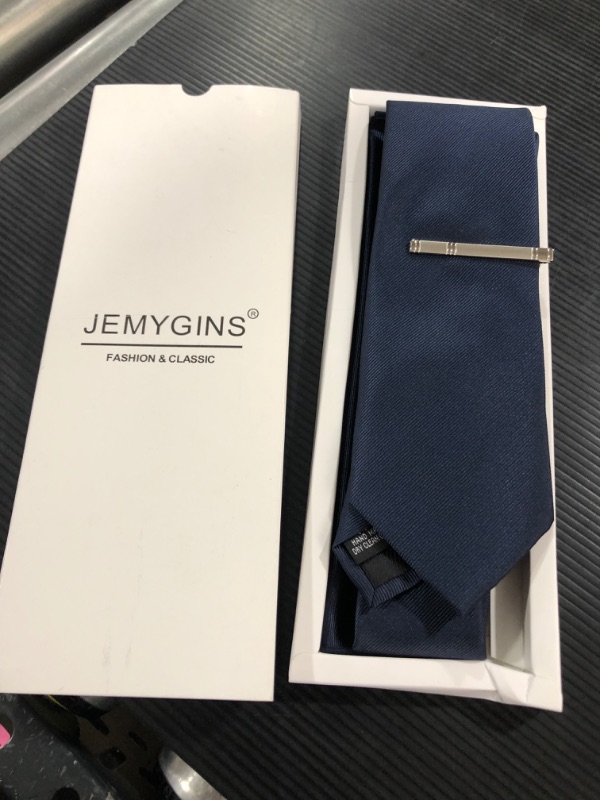 Photo 2 of JEMYGINS 2.4" Solid Color Skinny Tie and Pocket Square with Tie Clip Sets for Men (6cm)