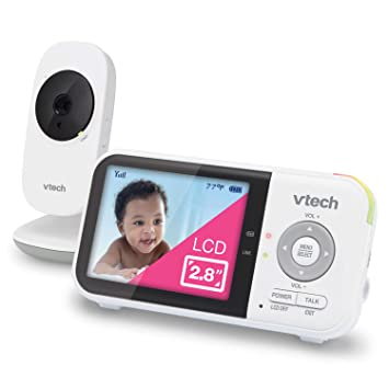 Photo 1 of VTech VM819 Video Baby Monitor with 19Hour Battery Life 1000ft Long Range Auto Night Vision 2.8” Screen 2Way Audio Talk Temperature Sensor Power Saving Mode and Lullabies, White
