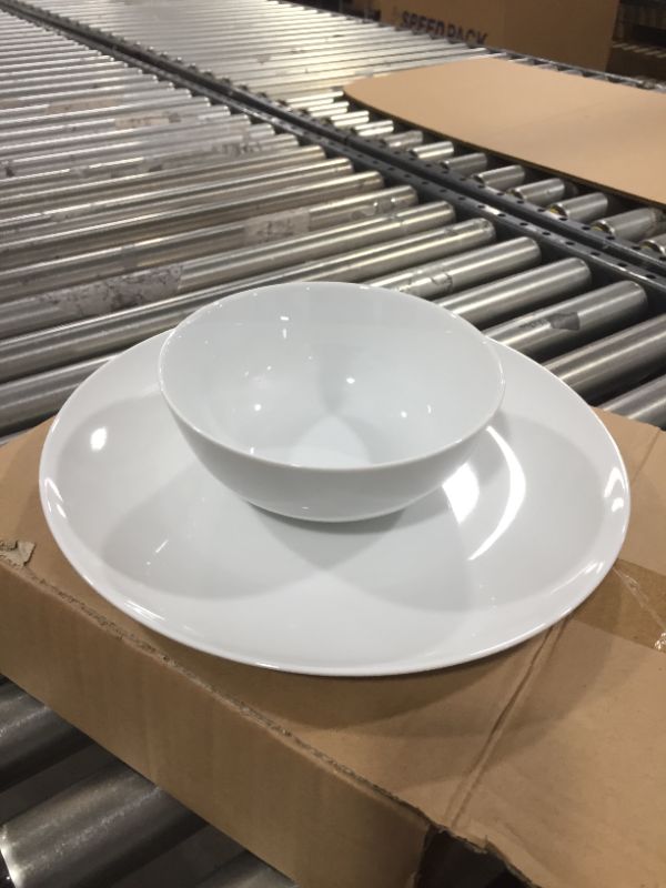 Photo 2 of Amazon Basics 18-Piece Kitchen Dinnerware Set, Plates, Dishes, Bowls, Service for 6, White Porcelain Coupe

