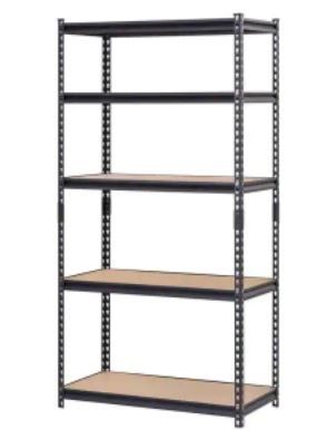 Photo 1 of 5-Tier Heavy Duty Steel Garage Storage Shelving Unit in Black (36 in. W x 72 in. H x 18 in. D)