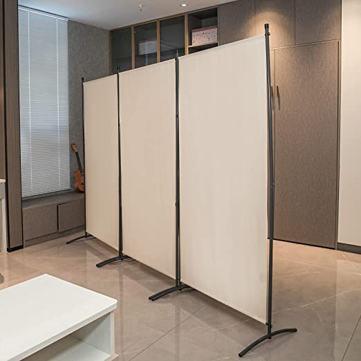 Photo 1 of JVVMNJLK Indoor Room Divider, Portable Office Divider, Convenient Movable (3-Panel),Folding Partition Privacy Screen for Bedroom,Dining Room,Living Room and Study,102" W x 19.7" D x 71.3" H, Beige