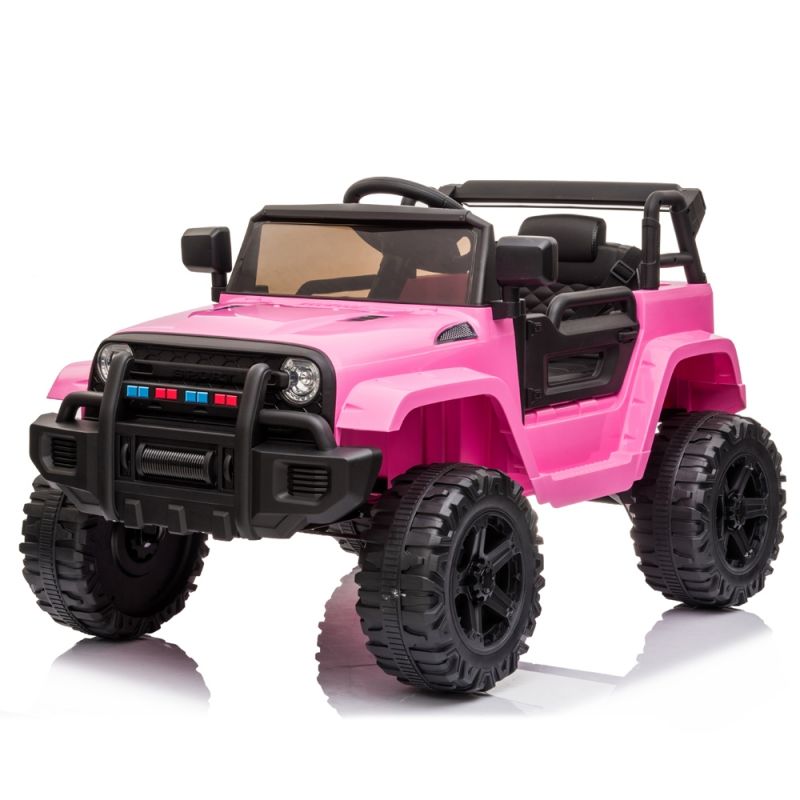 Photo 1 of Ride On Car Truck, 12V Battery Electric Kids Toy with Remote Control, LED Lights and Realistic Horns, Pink