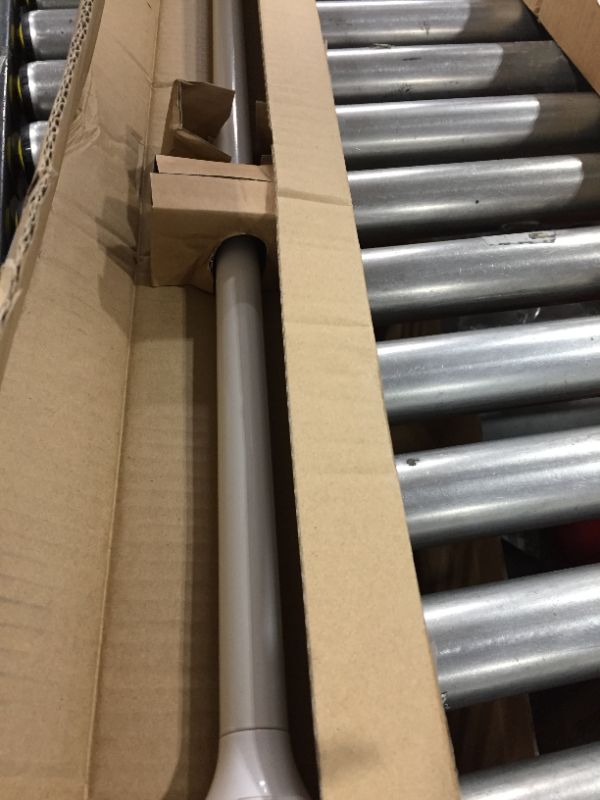 Photo 1 of Amazon Basics Tension Curtain Rod, Adjustable 80-120" Width - White, Classic Finial