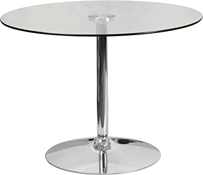 Photo 1 of Flash Furniture 39.25'' Round Glass Table with 29''H Chrome Base