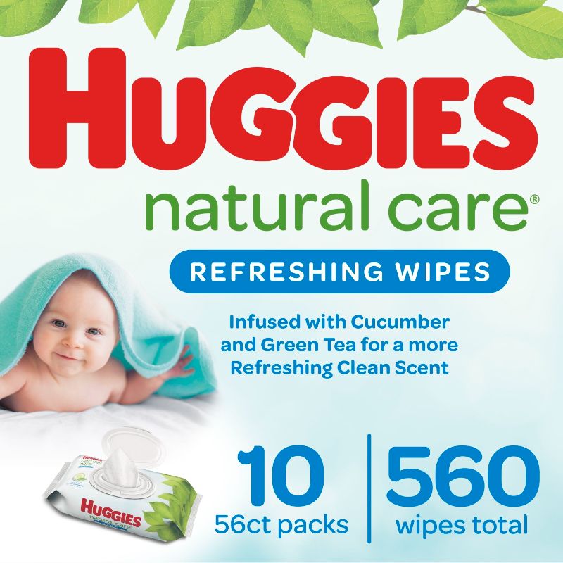 Photo 2 of Huggies Natural Care Refreshing Baby Wipes Scented 10 Flip-Top Packs (560 Wipes Total)