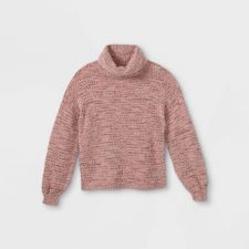 Photo 1 of BOX OF 9 Girls' Marled Turtleneck Sweater - Art Class™, Pink, Size XS