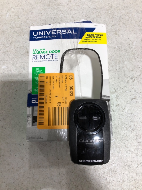 Photo 3 of CHAMBERLAIN Universal Clicker Black Garage Door Remote Control. OPEN BOX. PRIOR USE.
