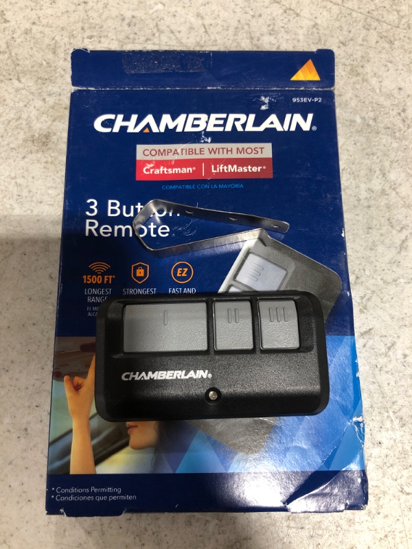 Photo 3 of CHAMBERLAIN 3-Button Garage Door Remote Control. OPEN BOX. 
