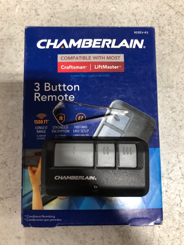 Photo 3 of CHAMBERLAIN 3-Button Garage Door Remote Control. OPEN BOX. 
