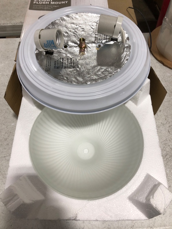 Photo 5 of 11 in. 2-Light White Flush Mount. OPEN BOX. 
