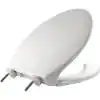 Photo 1 of BEMIS Hospitality Commercial Elongated Open Front Plastic Toilet Seat in White Never Loosens and DuraGuard. OPEN BOX.
