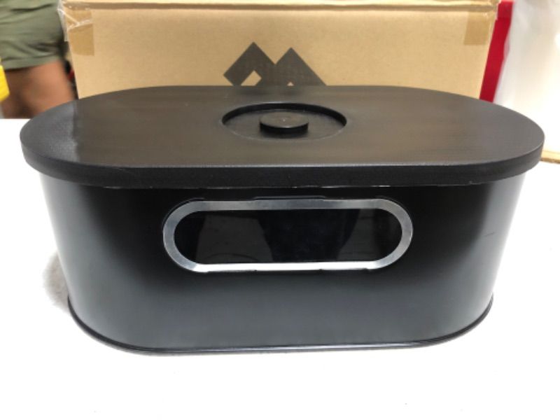 Photo 1 of 4 PACK Mindful Design 2-in-1 Modern Bread Box with Cutting Board Lid (Black)
