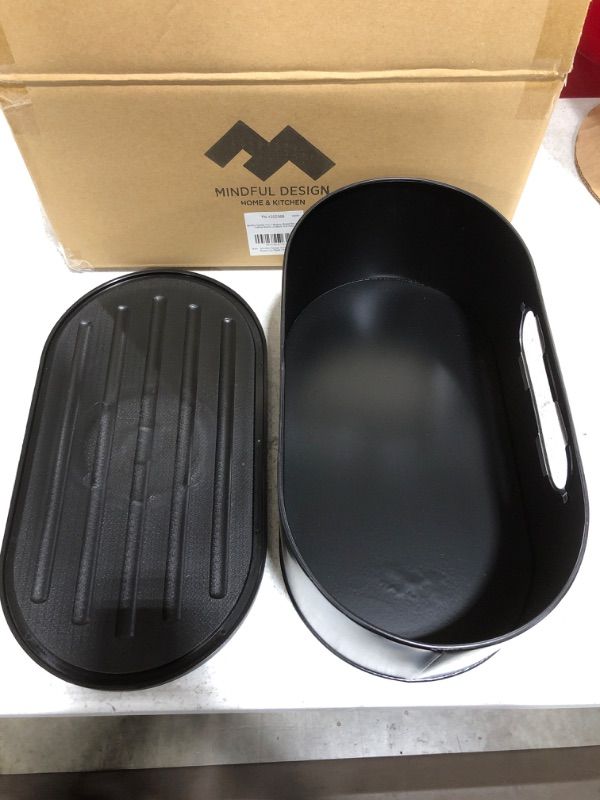 Photo 3 of 4 PACK--- Mindful Design 2-in-1  METAL AND PLASTIC  Modern Bread Box with Cutting Board Lid (Black)
